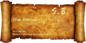 Ihm Barna névjegykártya